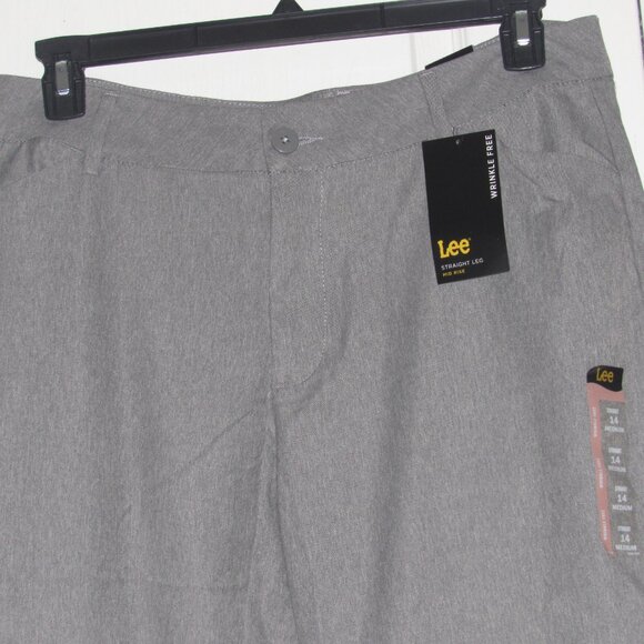 NWT LEE Mid Rise Straight Leg Wrinkle Free Gray Career Pants Size 14 Medium - Picture 2 of 8